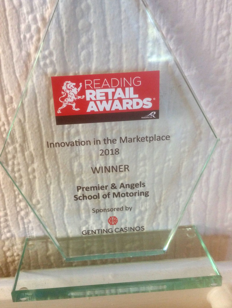 Premier & Angels - Winners of Innovation in the Marketplace at the Reading Retails Awards 2018 - Trophy